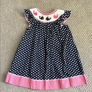 Polka Dot Kids Dress with Pink Accents